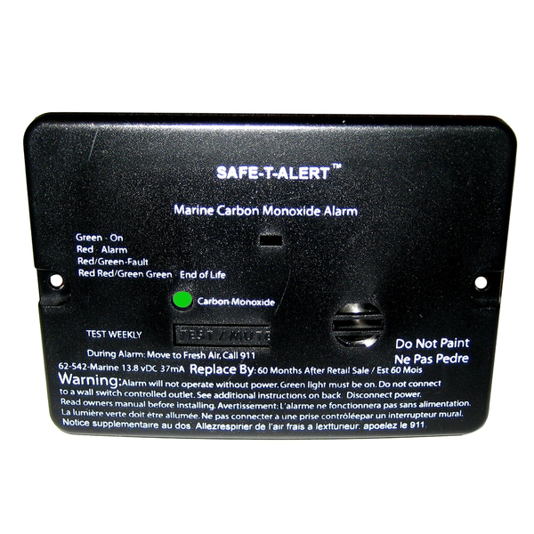 Safe-T-Alert 62 Series Carbon Monoxide Alarm-12V-62-542-Marine-Flush Mount-Black 62-542-MARINE-BLK